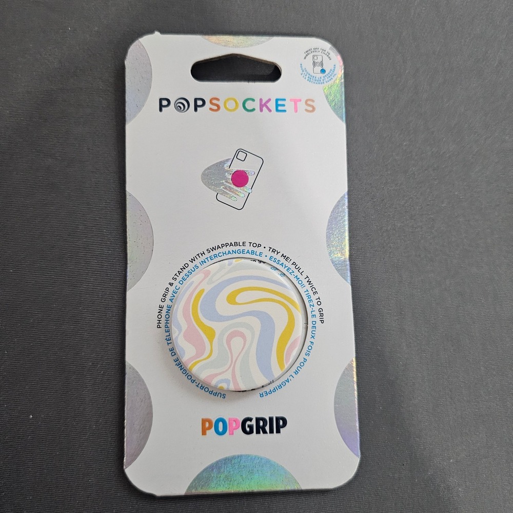 New PopSockets PopGrip Swappable Top Phone Grip Stand Soft Waves Pastel Swirl